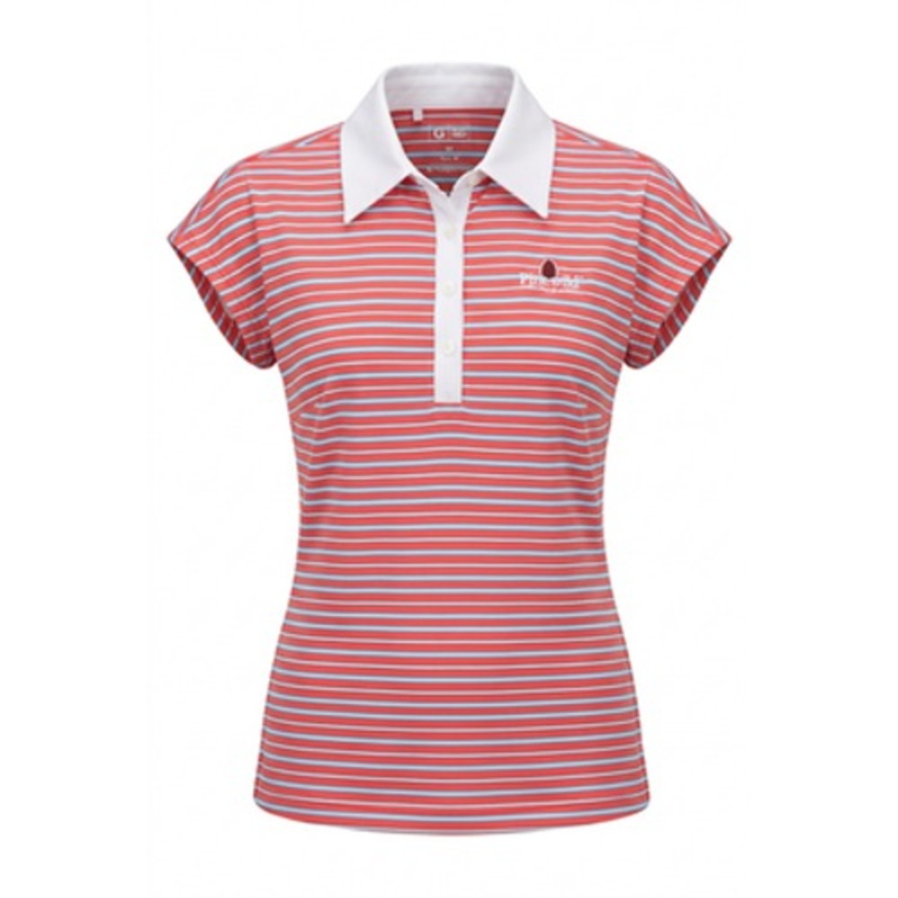 Adidas Climalite Polo Shirt Women S Orange Stripe Pinehurst Pinewild Golf Logo
